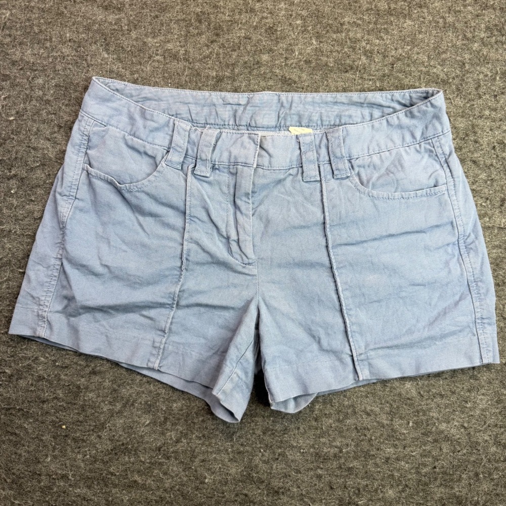 J.Crew Chino Shorts Women Size 6 Blue Cotton Lycra Stretch Summer Casual